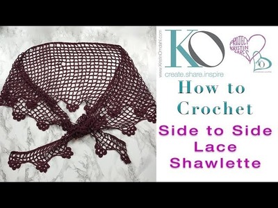 How to Crochet Midsummer Garden Shawlette LEFT HAND Side to Side Lace with Edging and CHARTS