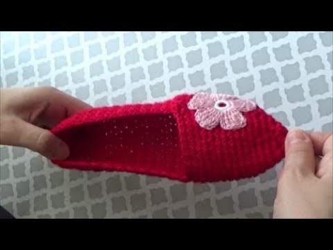 How To Crochet Slippers With A Flower, Lilu's Handmade Corner Video # 170