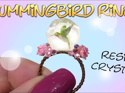 How To Cute Mini Hummingbird Ring Tutorial. DIY Resin Crystal Ring