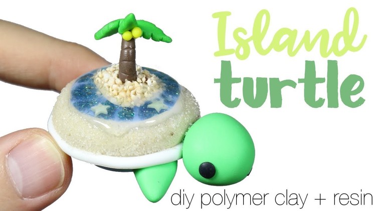 How to DIY Tropical Island Terrarium Turtle Polymer Clay.Resin Tutorial