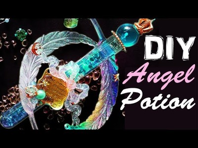 HOW TO MAKE ANGEL POTION epoxy resin craft polymer clay tutorial diy decor galaxy magical girl wand