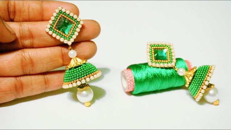 How To Make Beautiful Silk Thread Earrings | DIY | Silk Thread Jhumkhas | Paper Earrings Making