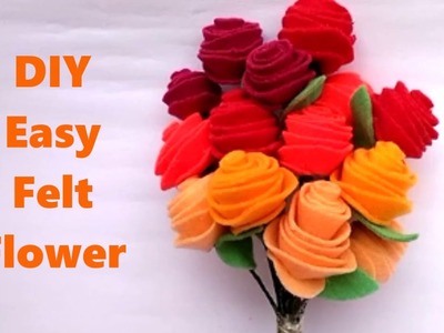 How to Make Felt Flowers Tutorial Easy & Simple - DIY Cara Membuat Bunga Flanel