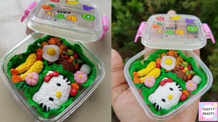How to make Miniature Japanese Bento (Lunch box) Tutorial.DIY Hello kitty Bento