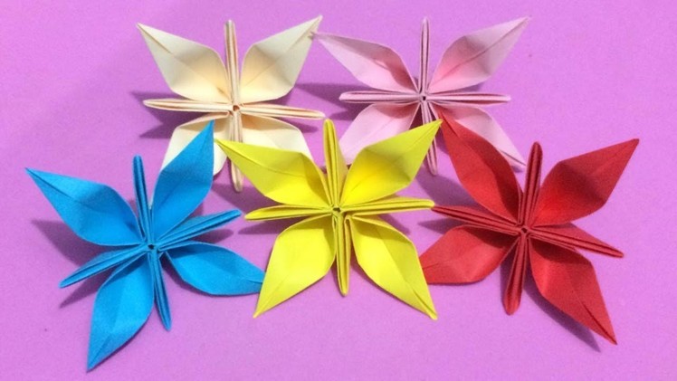 How to Make Origami Flower with Color Paper | DIY Paper Flowers Making