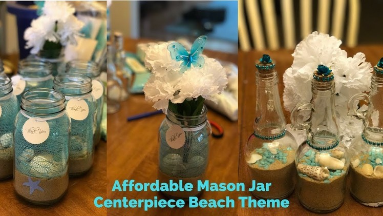 Mason Jar Beach Theme DIY. Centro de mesa mar