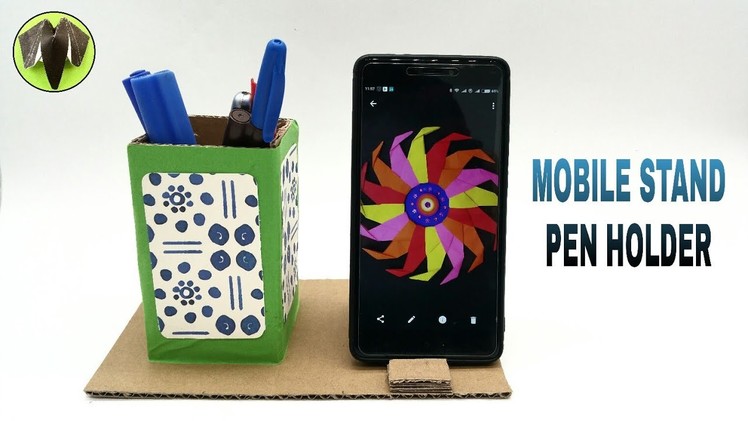 Mobile | Smart Phone Holder with Pen Stand (iPhone. Samsu- DIY | Best out of waste | Tutorial - 780