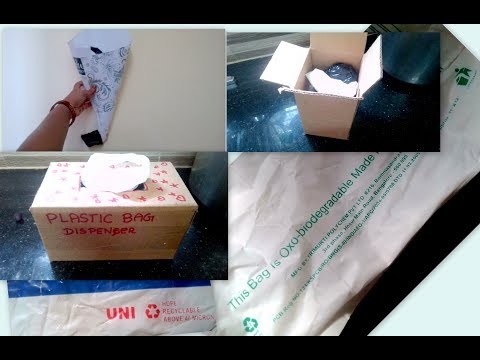Organise Plastic carry bag in 3 methods(DIY) | Bio degradable plastic bag dispenser using waste box