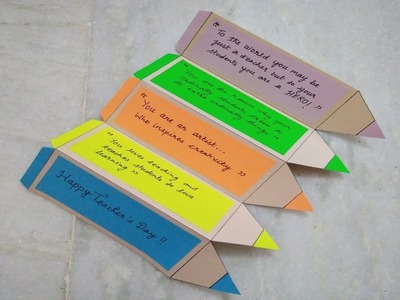 Pencil Shape Teacher's Day Message Card | DIY Teacher's Day Message Card Tutorial |
