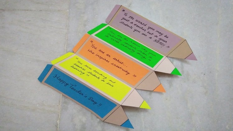 Pencil Shape Teacher's Day Message Card | DIY Teacher's Day Message Card Tutorial |