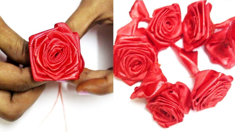 Satin Ribbon Rose Flower Making Step By Step | DIY Roses with Ribbon