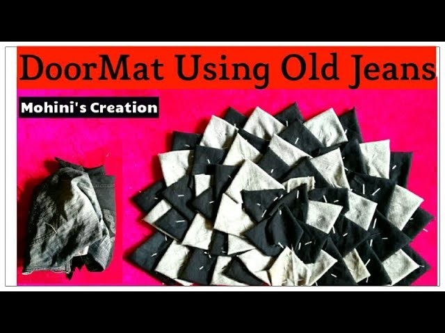 #6 How to make Door mat, Carpet, rugs, table carpet using Old jeans| Waste old jeans recycle|