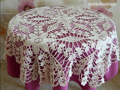 Crochet motif patterns for tablecloth Part 7  Border   Diy crochet tablecloth