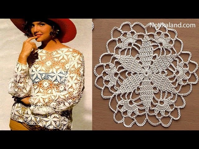 Crochet pattern Crochet motif for blouse tunic Part 1