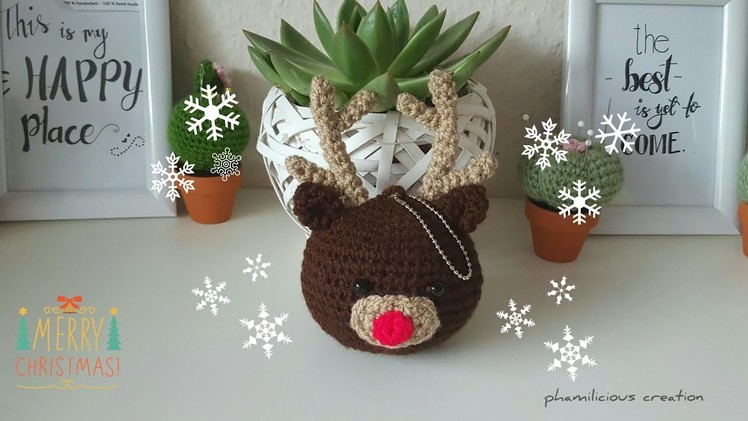 Crochet Reindeer Amigurumi. Christmas Ornament