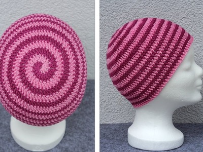 Crochet Spiral Hat - Beanie -  two colored - Part 2