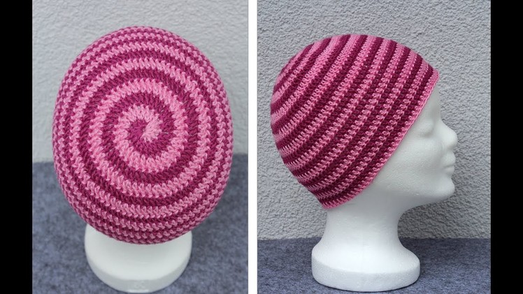 Crochet Spiral Hat - Beanie -  two colored - Part 2