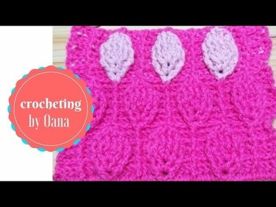 Crochet textured leaf stitch by Oana