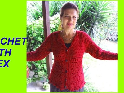 CROCHET TOP DOWN CARDIGAN SHELL STITCH any size tutorial