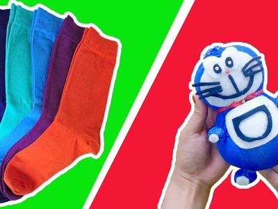 DIY Doraemon. how to make doll. Doraemon from socks. socks crafts