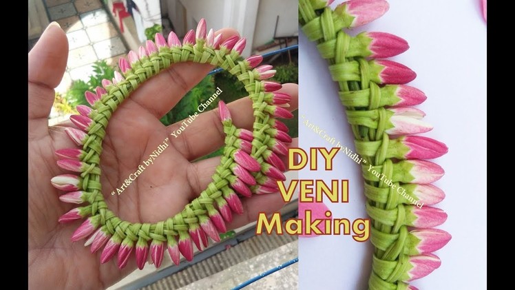 DIY Garland Veni using Fresh Flower BUDS- How to Make Veni. Gajara without String