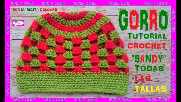 DIY. GORRO  Tapestry con TALLAS a Crochet "Sandy" por Maricita Colours