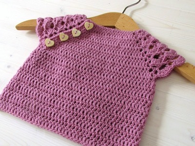 How to crochet a pretty lace sleeve baby top. sweater