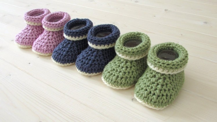 How to crochet cuffed baby booties for beginners - beginners baby shoes