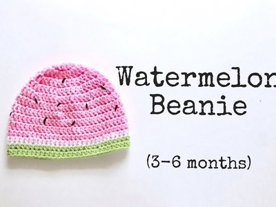 How to Crochet Watermelon Beanie. Crochet simple beanie (3-6 month)