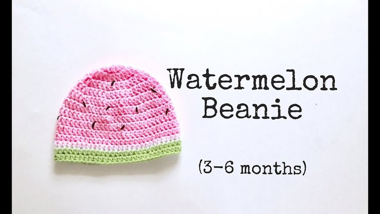 How to Crochet Watermelon Beanie. Crochet simple beanie (3-6 month)