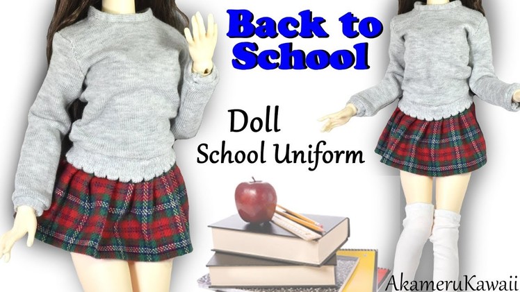 How to: Cute  Doll School Uniform - Back to School BJD. Barbie Clothes Tutorial