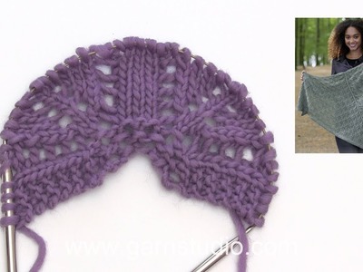 How to knit the shawl with lace pattern in DROPS 180-5