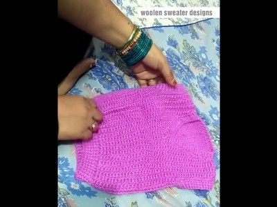 How to knit | woolen sweater designs for kids or baby in Hindi | one colour sweater design for kids