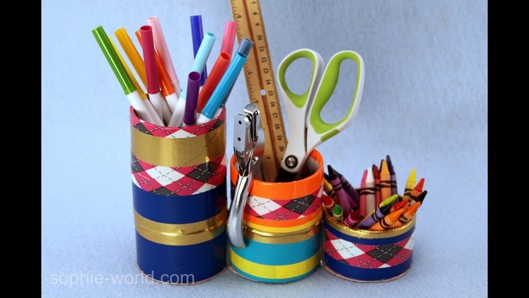How to Make a Desk Organizer out of the End of the Roll of Duct Tape | Sophie's World