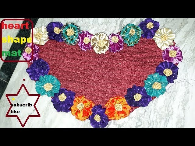 How to Make beautiful heart shape doormat  at home to use cut pices cloth.4 style doormat design tut