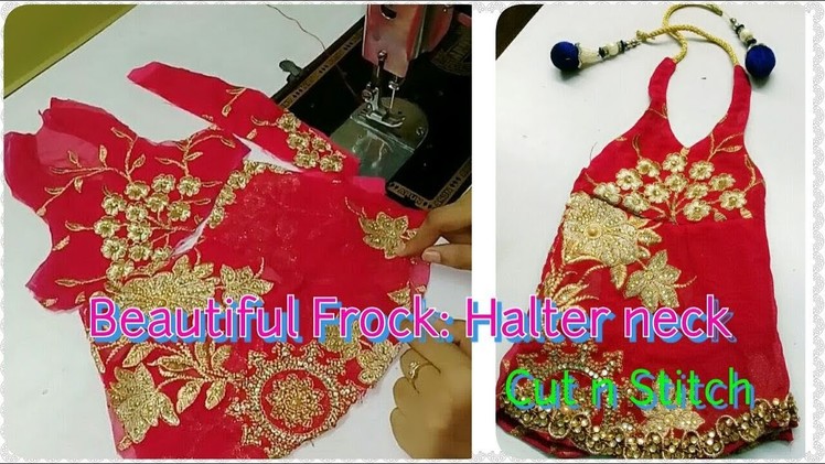 How to make Halter neck design|| Beautiful baby frock|| Backless design