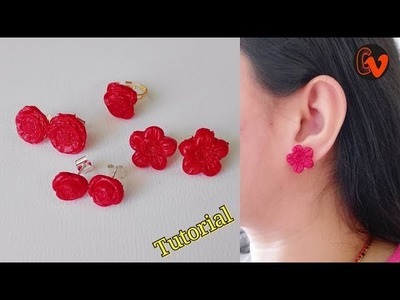 How to make Hot Glue Gun Earrings and Finger Ring using silicone mold. Tutorial. DIY 1