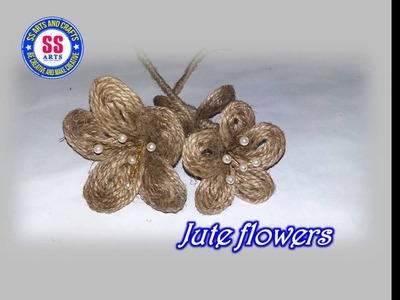 How to make Jute flowers.Jute crafts.Decorative jute flowers