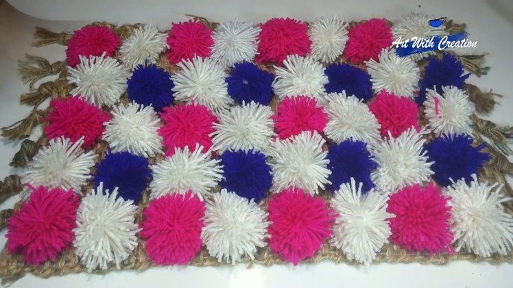 How to make Pom Pom Ball rugs, carpet, table mat  door mat | Art With Creation