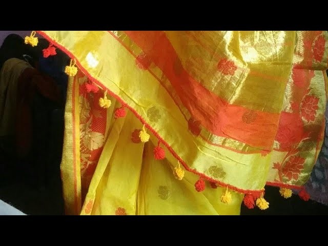 How to make pom-pom less in Saree at home. .