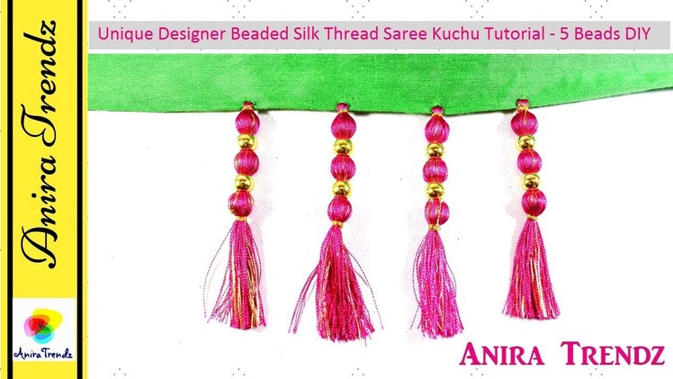 How to make Saree Kuchu Design using Silk Thread | 5 Beads | Beaded Design at Home | Tutorial