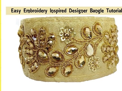 How to make silk thread Bangle Flower Design| Aari Embroidery Inspired Design | Raw Silk Bangle