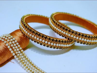 How To Make Silk Thread Fancy Side Bangles | DIY | Making bridal Bangles | Thread Bangles Making |