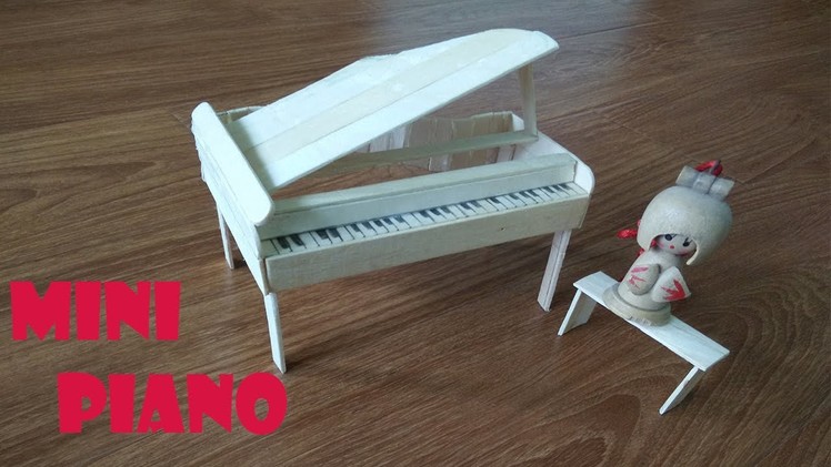 How to make tiny piano for doll from icecream sticks - dollhouse miniature craft