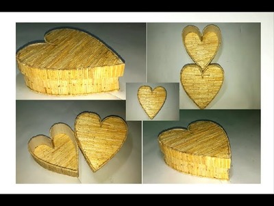 Matchstick art : Heart gift box making by match stick.how to make love gift box with matchstick