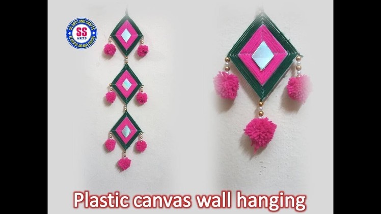 Plastic canvas wall hanging.Crochet room decor ideas.wall hanging used for pom poms