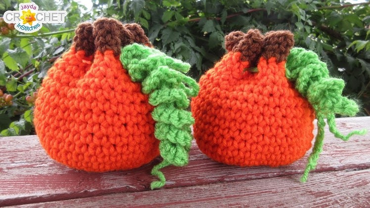 Pumpkin Drawstring Bag - Easy Crochet Scrap Project