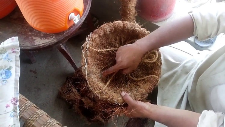 08 - How to Prepare Coconut Fibre. Husk. coir  for Handicrafts like clothesline and weave baskets