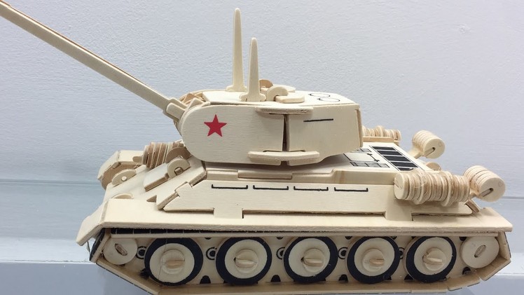 3D Wood Craft Construction Kit, How to make a wooden T-34 Tank