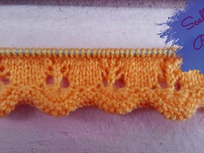 Border knitting Design #06# (Hindi) (scallop border)